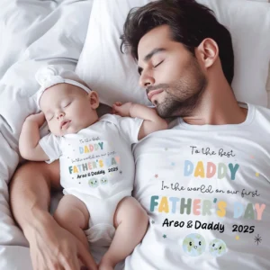 Father's Day Gift for Dad & Baby Matching Clothes with Names Partner Look for Father and Baby Perfect Gift for Father's Day