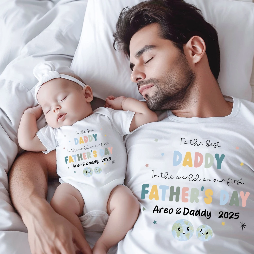 Father's Day Gift for Dad & Baby Matching Clothes with Names Partner Look for Father and Baby Perfect Gift for Father's Day