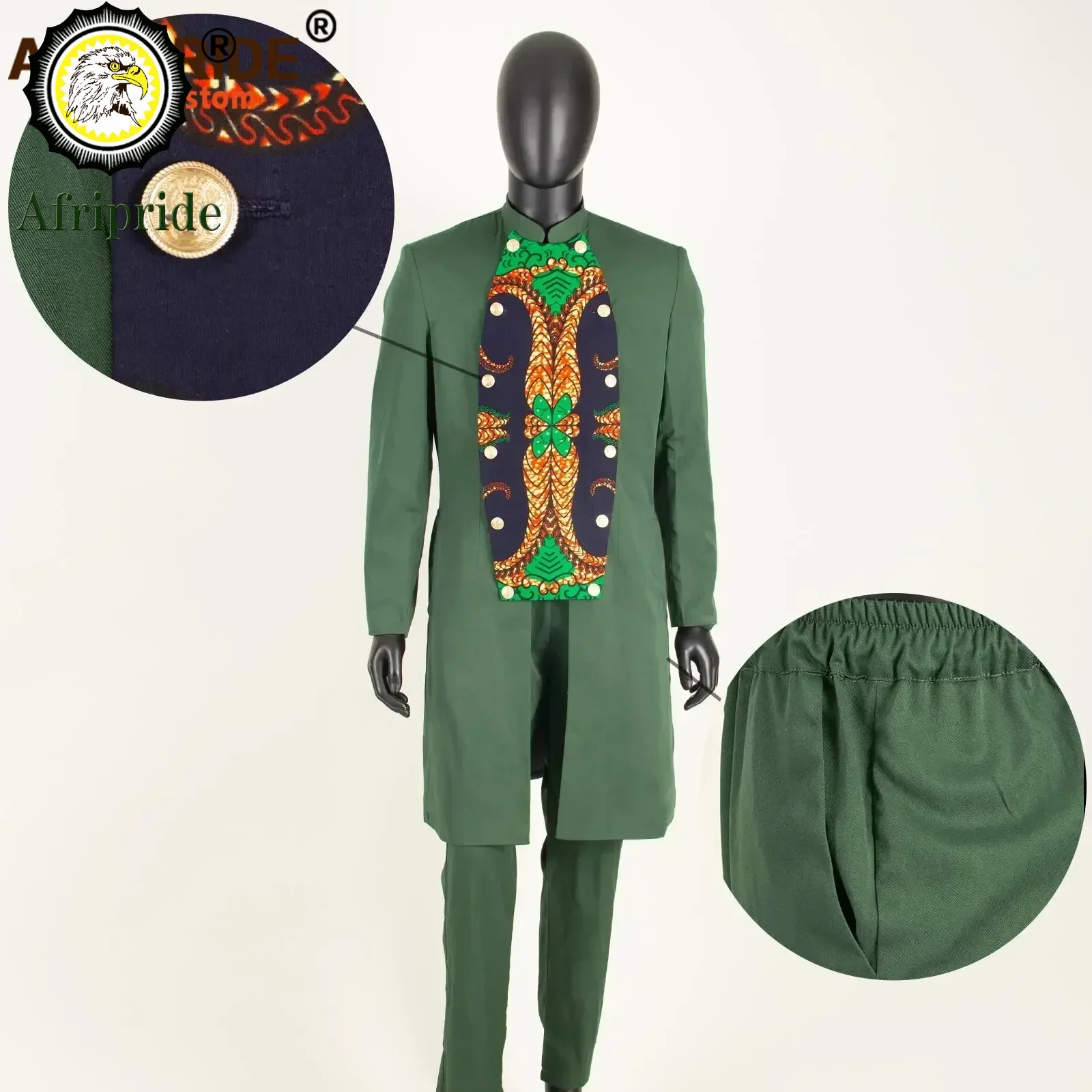 African Suits for Men Double Breasted Full Sleeve Slim Fit Blazer and Pants 2 Piece Set Dashiki Clothes Print Outfits A2316064 - Image 2