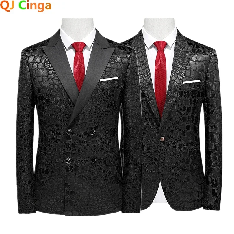 Double-breasted Men's Suit Jacket, Black Men's Terno Masculino, Wedding Party Blazers Homme Asian Size Men Tuxedo M-5XL 6XL - Image 3