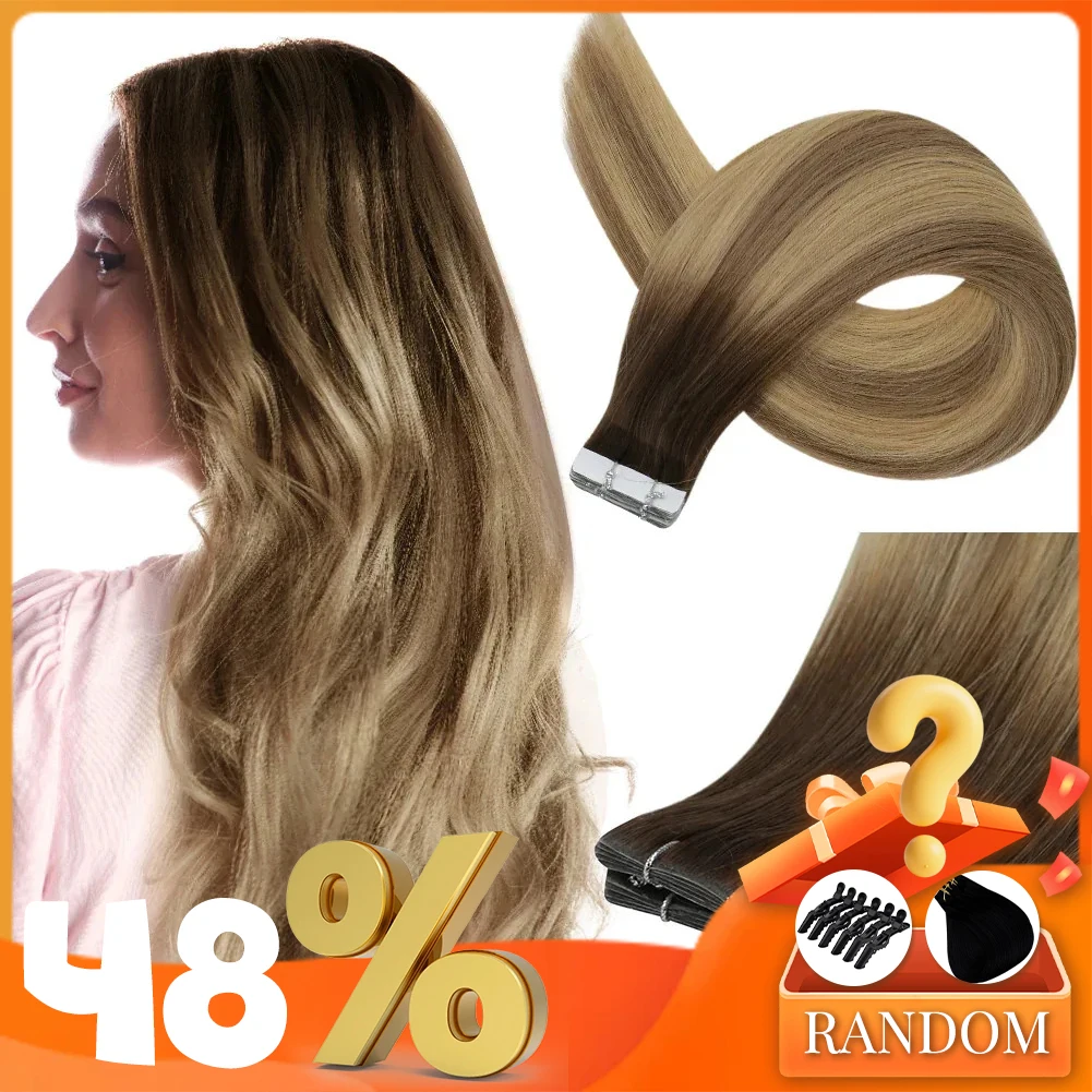 Full Shine Virgin Injection Tape in Human Hair Extensions Invisible Hand Tied Tape in Hair Extension Human Hair Natural Adhesive