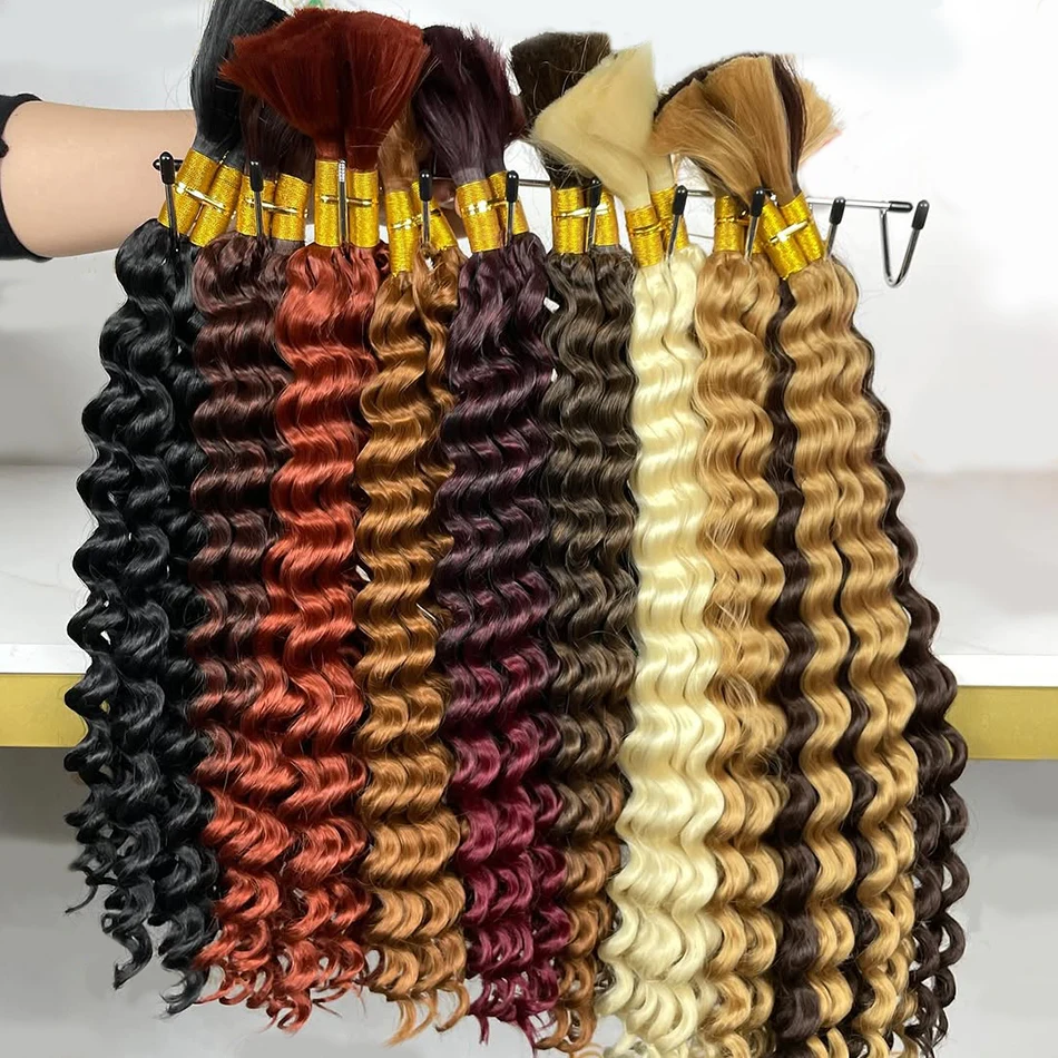 Bulk Hair For Braiding Human Hair Deep Wave Braids Hair Double Drawn Full End Bulk Human Hair Extensions 1/2/3 Bundles No Weft - Image 3