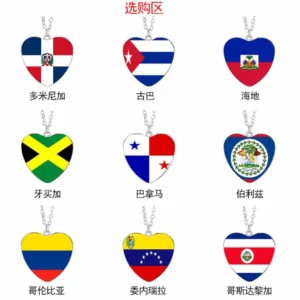 New Fashion Love Flag Dome Glass Necklace Panama Haiti Colombia Jamaica Pendant