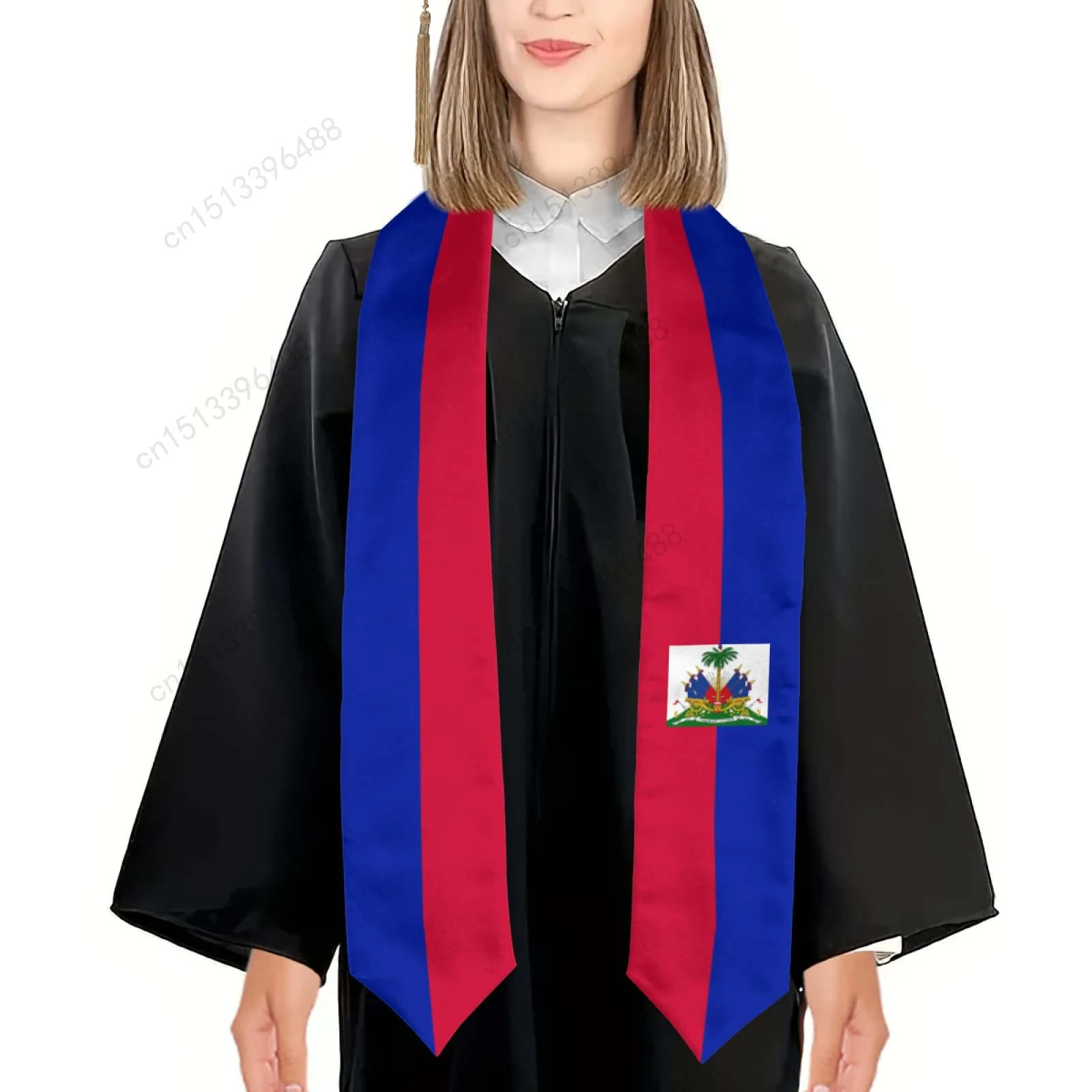 2025 Haiti Flag Graduation Stole Shawl Sash Honor For Study Aboard International Students