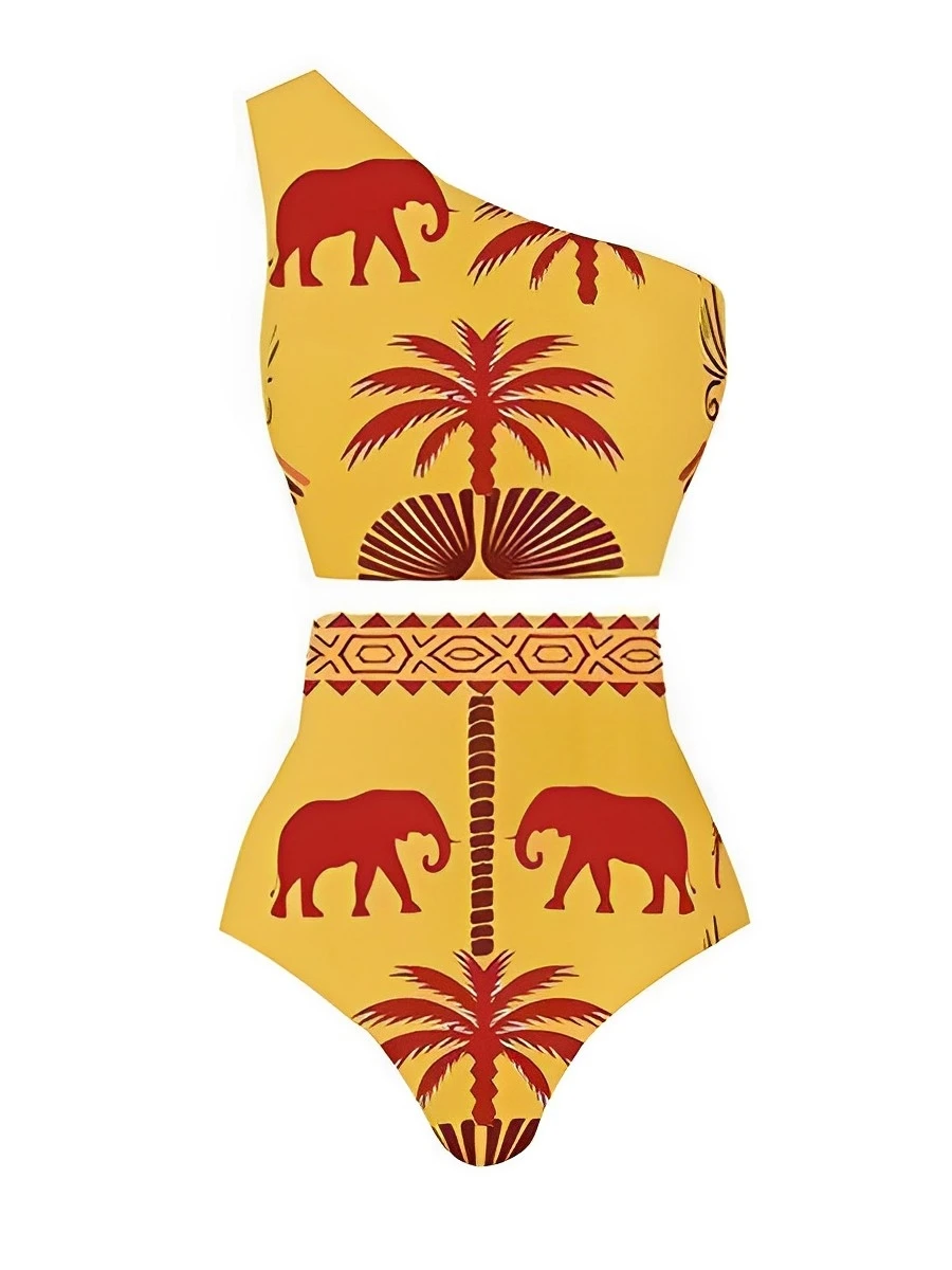 2025 One Shoulder High Waist Bikini Women Swimsuit Female Padded Swimwear Bathers Bathing Swimming Swim Suit Summer Beachwear - Image 5