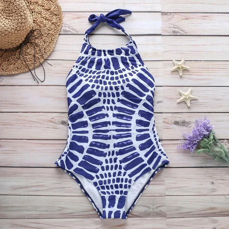 XXL Large Size Swimwear One Piece Swimsuit Women 2023 High Neck Monokini Bandage Bathing Suit Halter Bodysuit Bather Beachwear - Image 5
