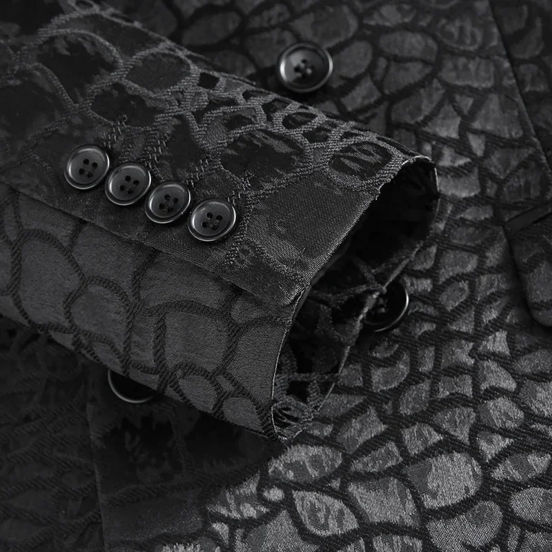 Double-breasted Men's Suit Jacket, Black Men's Terno Masculino, Wedding Party Blazers Homme Asian Size Men Tuxedo M-5XL 6XL - Image 5