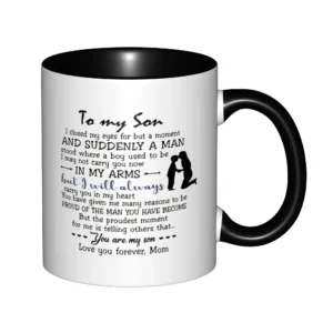 To My Son Love Mugs With Black Handle Birthday Coffee Mugs Ceramic Tea Cups 11oz