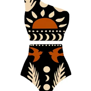 2025 One Shoulder High Waist Bikini Women Swimsuit Female Padded Swimwear Bathers Bathing Swimming Swim Suit Summer Beachwear