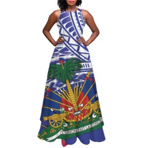 2025 Luxury Party Maxi Dresses for Women Haiti Flag Designer Polynesian Sleeveless Ladies Dress Summer Sleeveless Long Sundress
