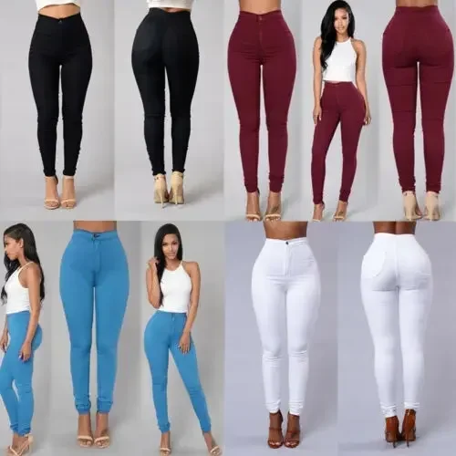 Hot Women Pencil Stretch Slim Denim Skinny Jeans Pants High Waist Jeans Trousers - Image 4