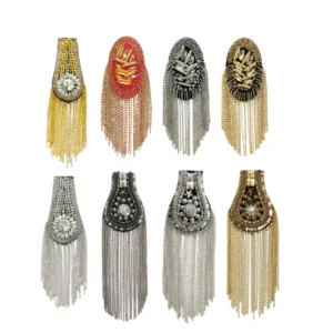 New Hand Beaded British Retro Punk Style Metal Fringe Epaulette Costume Jewelry Accessories