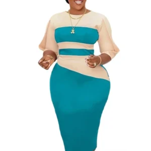 Summer African Dresses for Women Elegant African Half Sleeve O-neck Polyester Black Blue Red Knee-length Dress African Clothes