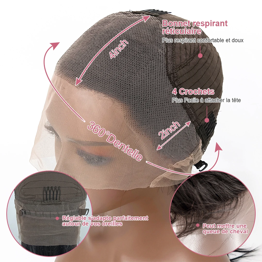 Bone Straight 360 Full Lace Wig Human Hair Pre Plucked Brazilian Hd Lace Frontal Wigs For Women 13x4 HD Lace Frontal Wig 250% - Image 2