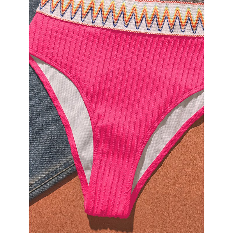 Women's Bikini Set Two Piece Swimsuits High Waisted Scoop Neck Spaghetti Adjustable Straps Textured - Image 7