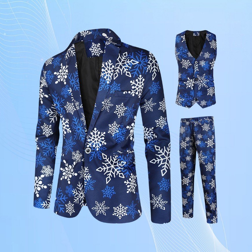 Men's Casual Printing Suit Vest Trouser Suit - Image 10