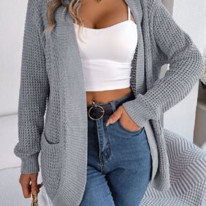 Autumn And Winter Casual Pocket Long Sleeve Knitted Sweater Cardigan Jacket