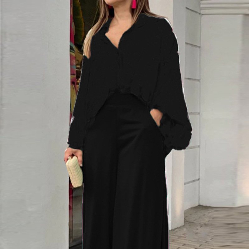 Women's Printed Shirt Wide Leg Pants Fashion Casual Set - Image 5