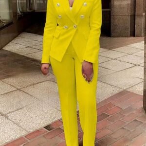 New High-waisted Solid Color Small Suit Long-sleeved Pants Suit Temperament Commuter Suit