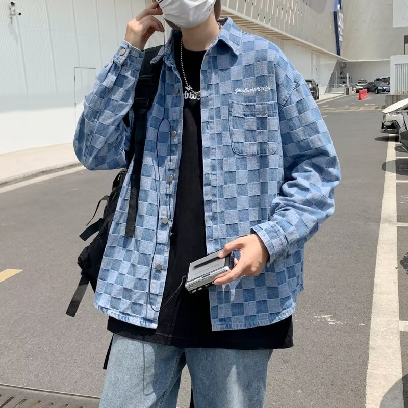 Jacket Trendy Brand Pu Shuai Boys Chessboard Plaid Coat - Image 6