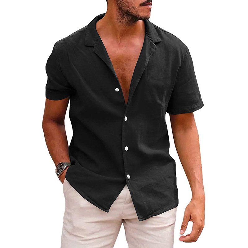 Men's Tops Casual Button Down Shirt Short Sleeve Beach Shirt Summer Mens Clothing - Image 7