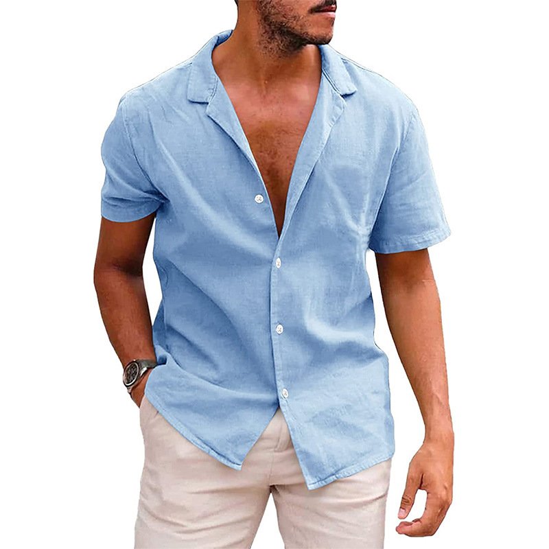 Men's Tops Casual Button Down Shirt Short Sleeve Beach Shirt Summer Mens Clothing - Image 8