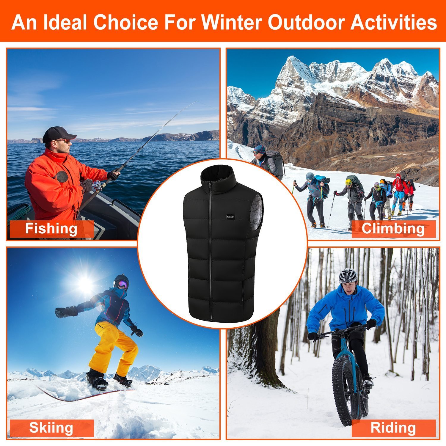 1Pc Heated Vest Men Women Heated Jacket With 23 Heating Zones 3 Heat Levels USB Powered Machine Washable For Winter Hiking Skiing Skating Outdoor Activities - Image 10