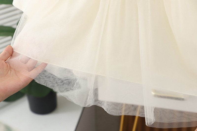 Girls Autumn Clothing Dress Puff Sleeve Bow - Image 4