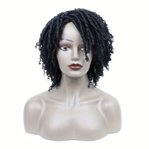Short Hair Braided Non-toxic Wig African Curly Wig Synthetic Wig African Hair Braided Hook Braided Wig Dirty Braid Headgear