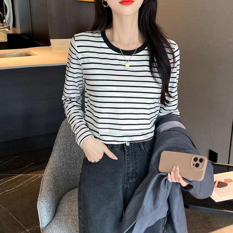 Striped Nursing Shirt Spring And Autumn Long Sleeve Nursing Clothes - Image 4