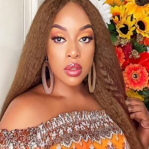 Lace Female Non-toxic Wig, Soft Natural Brown Blonde Hair, High-temperature Fiber, , Non-adhesive 13X2.5 Lace Area, Versatile Wig