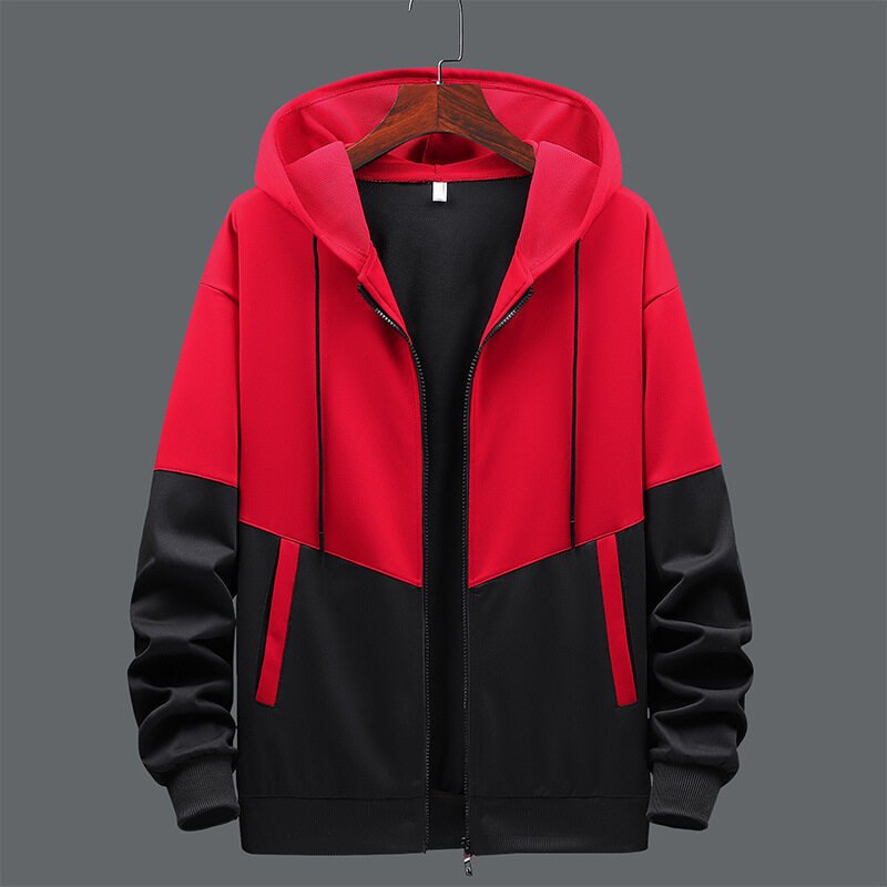 Men's Fashion Zipper Cardigan Long Sleeve Stitching Design Coat - Image 4