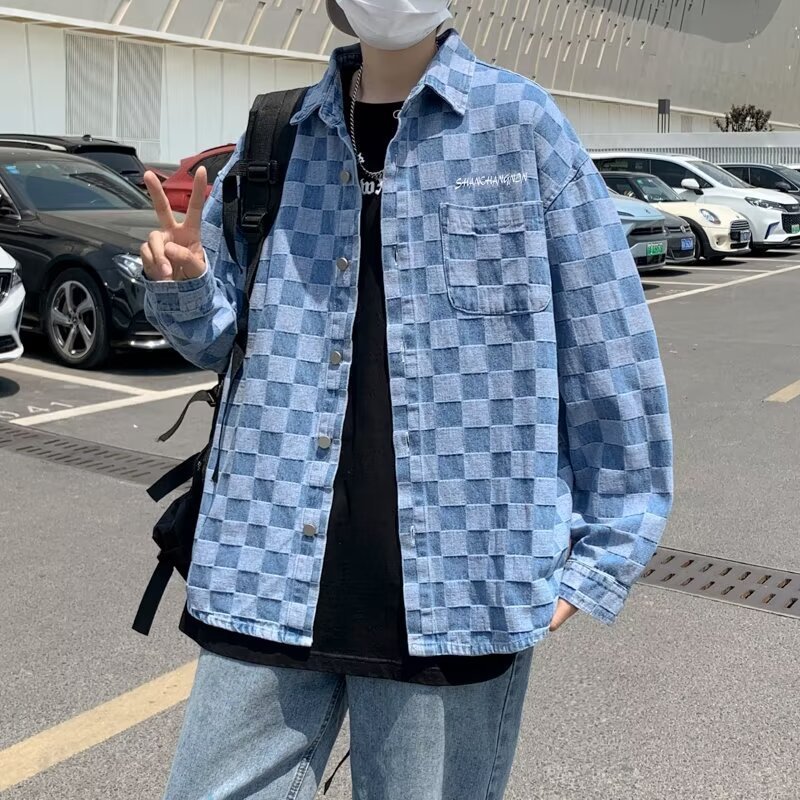 Jacket Trendy Brand Pu Shuai Boys Chessboard Plaid Coat - Image 2