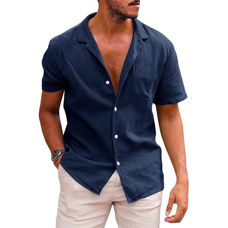 Men's Tops Casual Button Down Shirt Short Sleeve Beach Shirt Summer Mens Clothing - Image 9