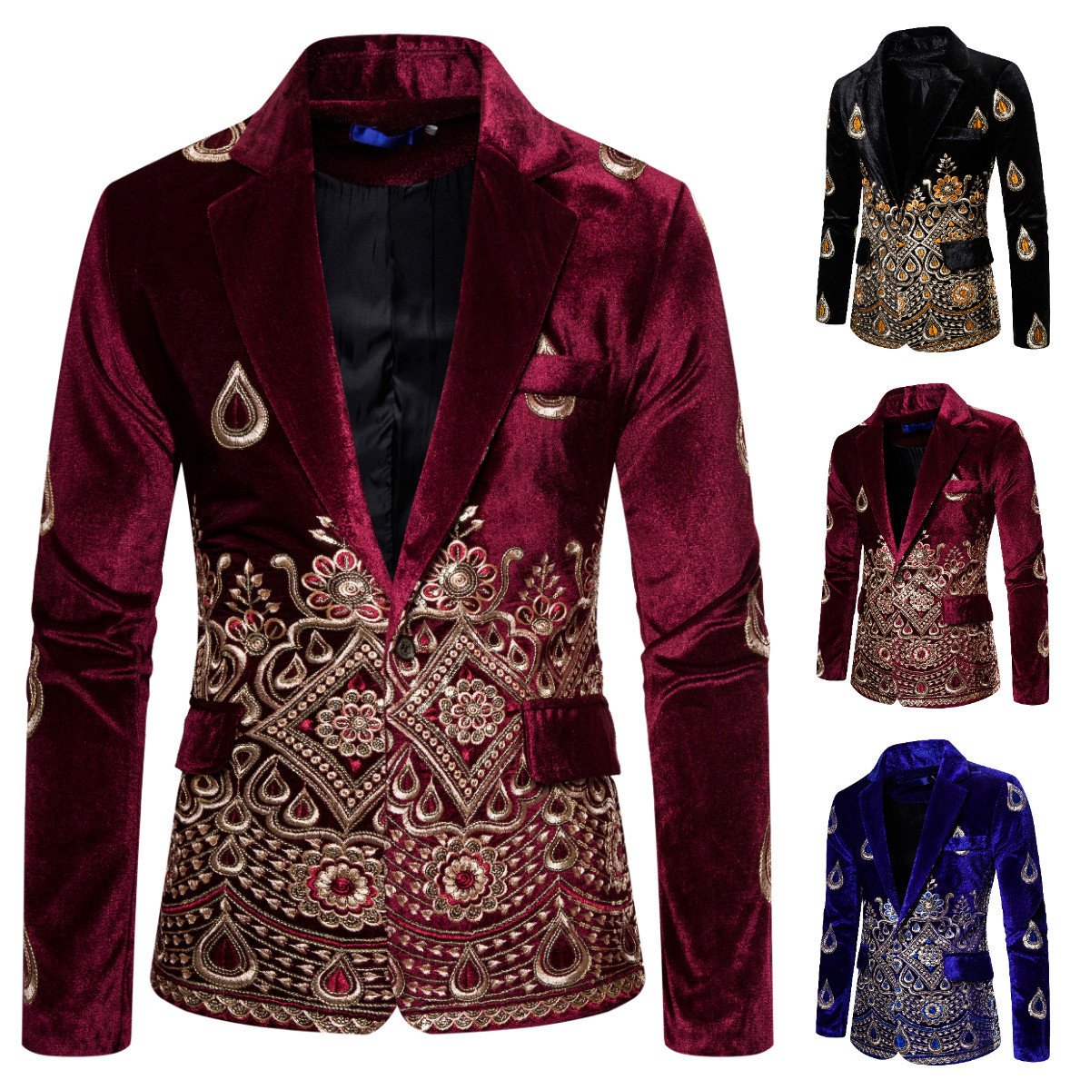 Ethnic Print Single-breasted Leisure Suits For Men Costume - Image 3