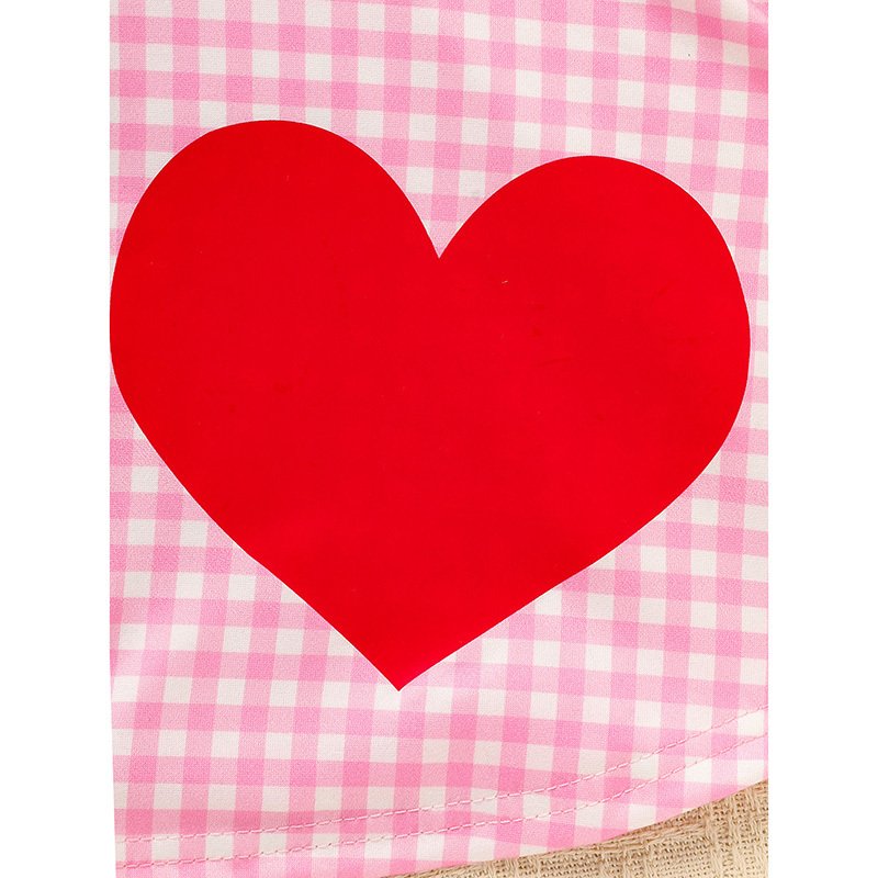 Sweet Baby Toddler Girl's Short Sleeve Letter Heart Print Doll Collar Dress With Matching Headband - Image 9