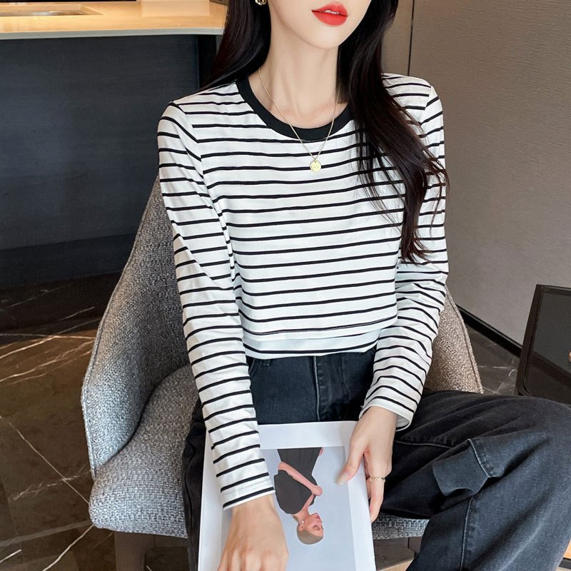 Striped Nursing Shirt Spring And Autumn Long Sleeve Nursing Clothes - Image 7