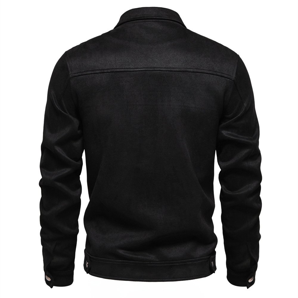 Fashion Lapel Zipper Jacket Autumn And Winter Solid Suede Coat Men's Clothing Outdoor - Image 5