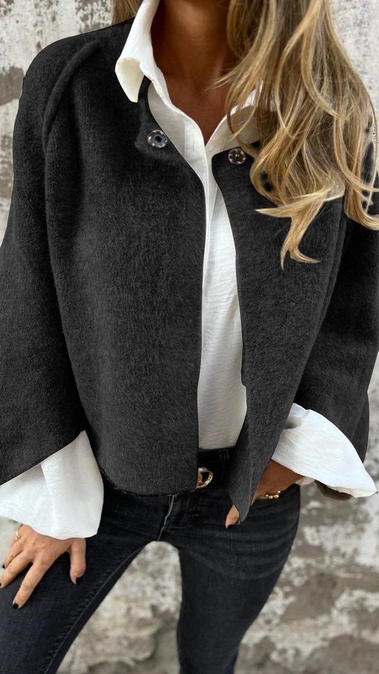 Women's Batwing Sleeve Cardigan Ins Fashion Cropped Jacket Tops Autumn And Winter Loose Short Cashmere Coat - Image 10