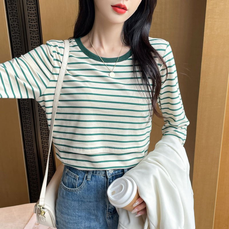 Striped Nursing Shirt Spring And Autumn Long Sleeve Nursing Clothes - Image 6