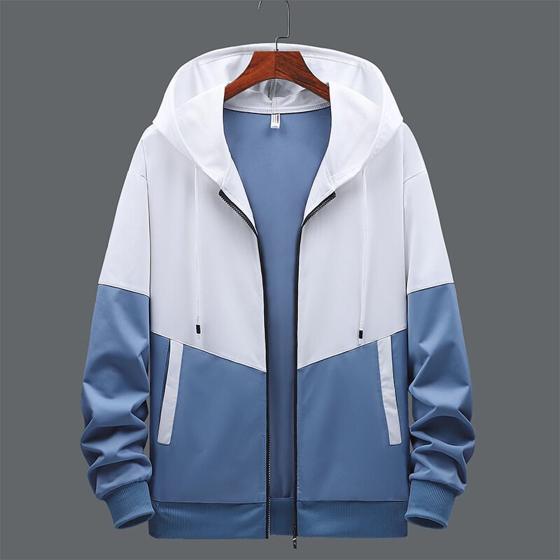 Men's Fashion Zipper Cardigan Long Sleeve Stitching Design Coat - Image 3